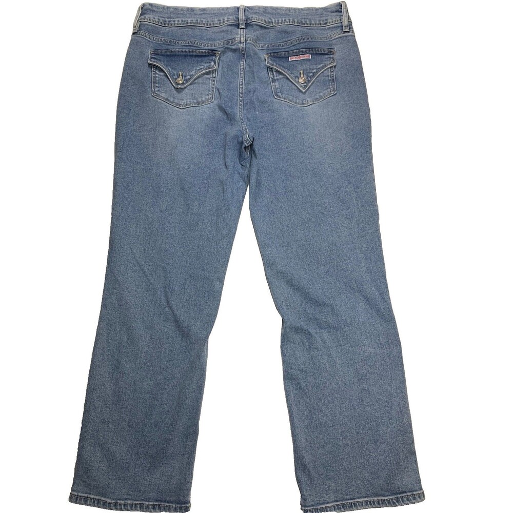 Hudson Signature Straight Leg Jeans 14 Blue Stretch Denim Back Flap Pockets
